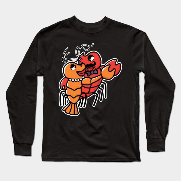 Dancing Lobster Couple Seafood love Long Sleeve T-Shirt by Shirtttee